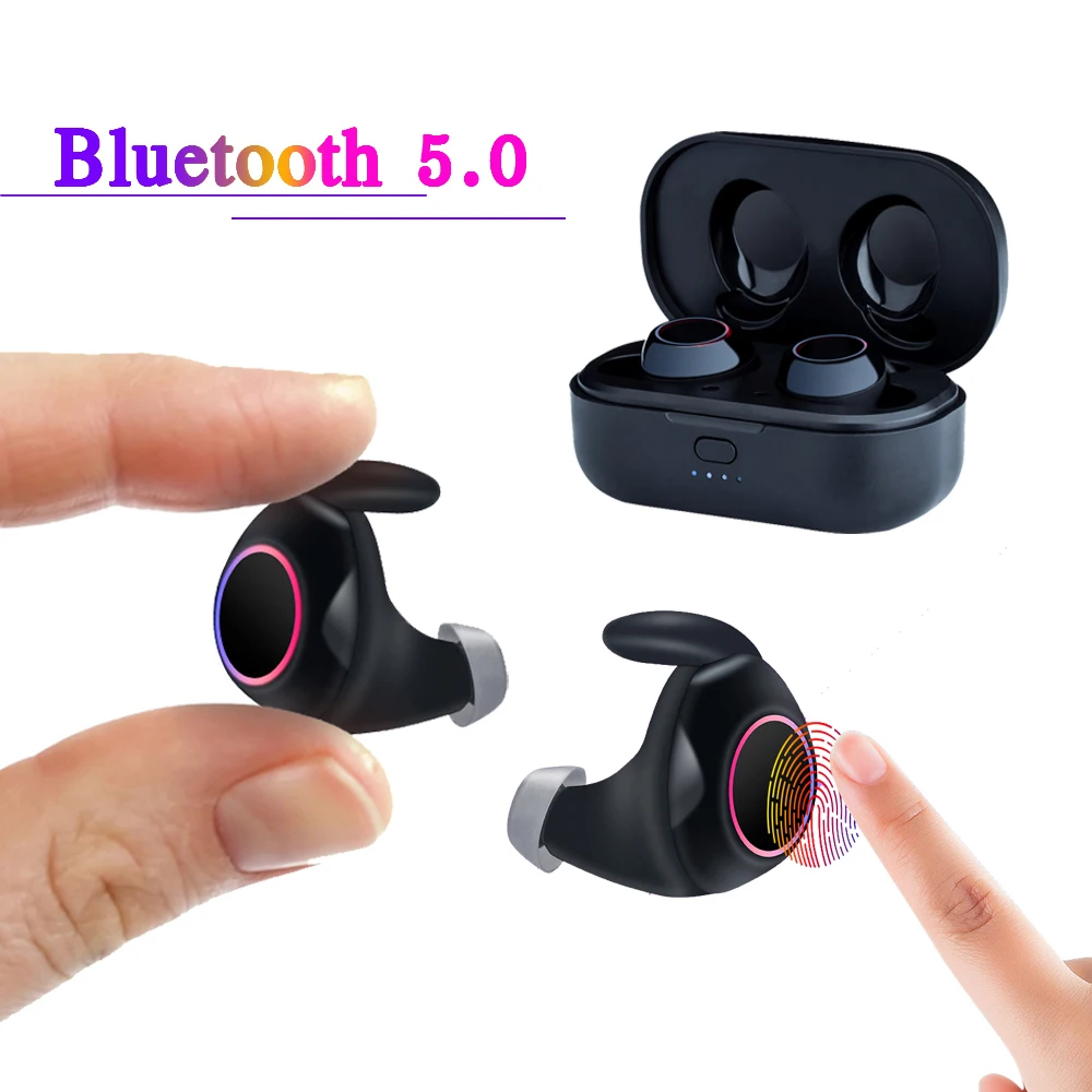 

Bluetooth 5.0 TWS earphone headphone true wireless twins earbuds Sports bluetooth earpiece headset with charging box