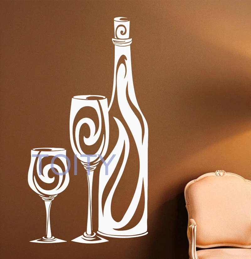Wall Decals Wine Bottle Vinyl Sticker Glass Decor Bar Club Home Room