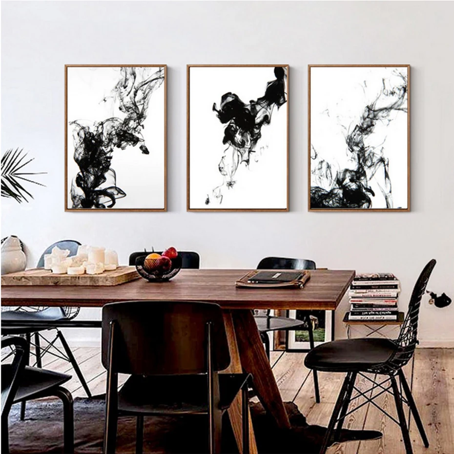 Динамические абстрактные чернила холст картины китайский черный белый плакат печать скандинавские стены Искусство картина для гостиной домашний офис Декор
