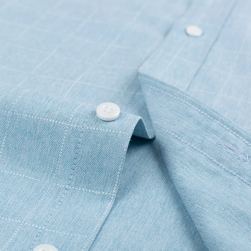 Skup Męska klasyczna, odporna na zmarszczki koszula z długimi rękawami, naszywka, kieszeń na piersi, formalna, biznesowa, dopasowana w kratę koszule w paski