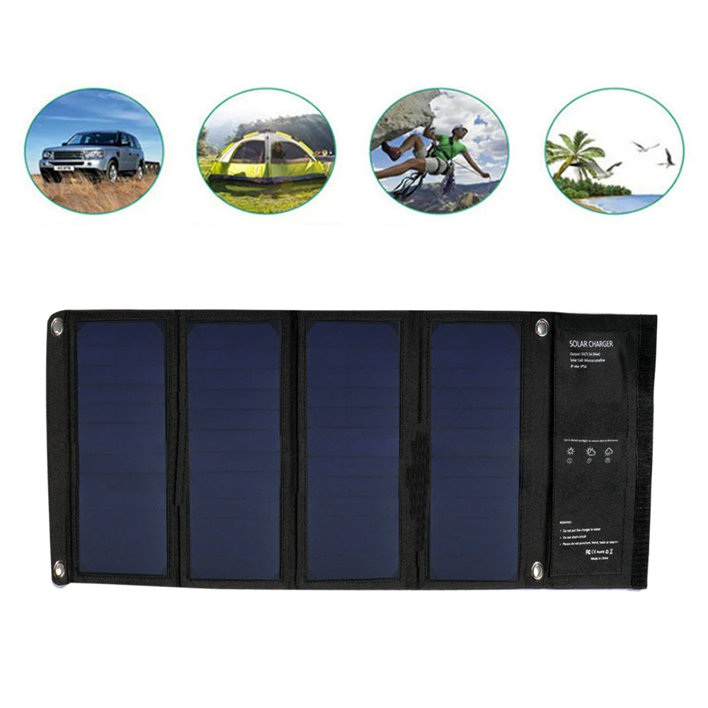 

28W 5V Portable Solar Panel Charger Foldable Waterproof Sunpower Solar cells dual USB for Mobile Phones outdoor camping
