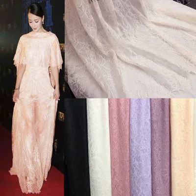 

Pink, beige, Purple, voilet, Black, off white 1.5x1.5 Meters/piece dyed chantilly french lace fabric best selling!