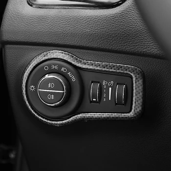 

ABS Carbon fibre For Jeep Compass 2017 2018 2019 2020 accessories Car Headlamps Adjustment Switch cover Trim car styling 1pcs