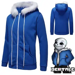 Игра Undertale Sans синее пальто Косплей куртка костюм худи унисекс толстовки мужские толстовки на молнии Топ Толстовка Зимняя Куртка