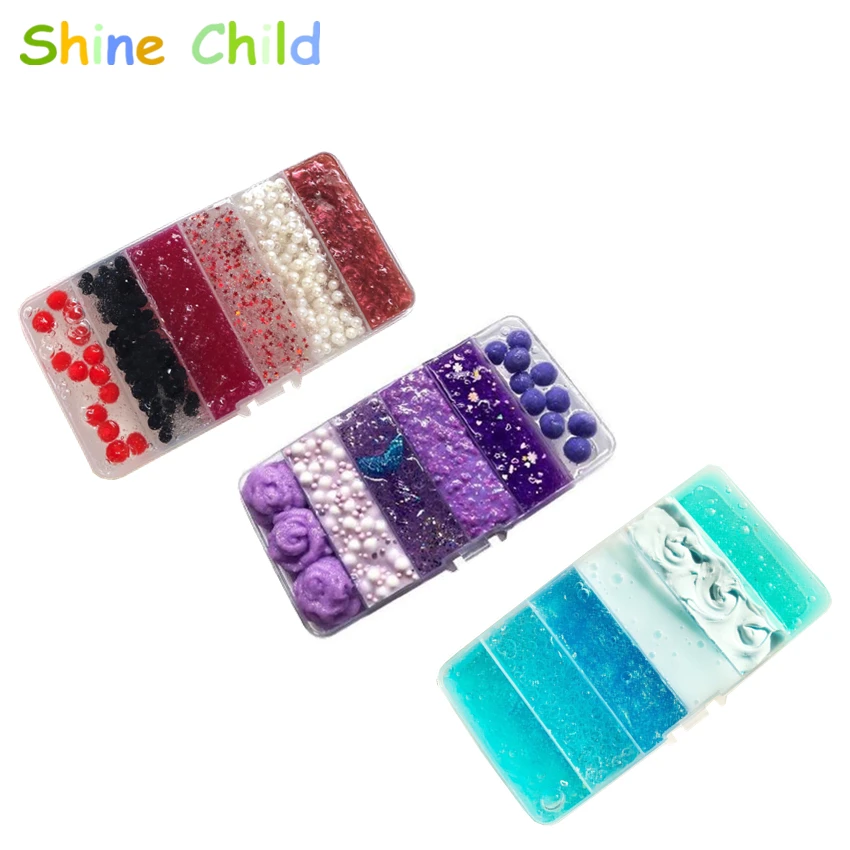 

DIY 6 Grid Colors Slime Nontoxic Soft Playdough Charm Glue Modelling Hand Gum Container Plasticine kit Play Toys For Child Gifts