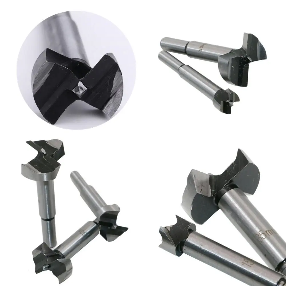 5pcs Forstner Bit Carbon High Speed Steel Woodworking Hole Saw Set Auger Opener Drilling Wood Plastic Plywood with Round Shank-1