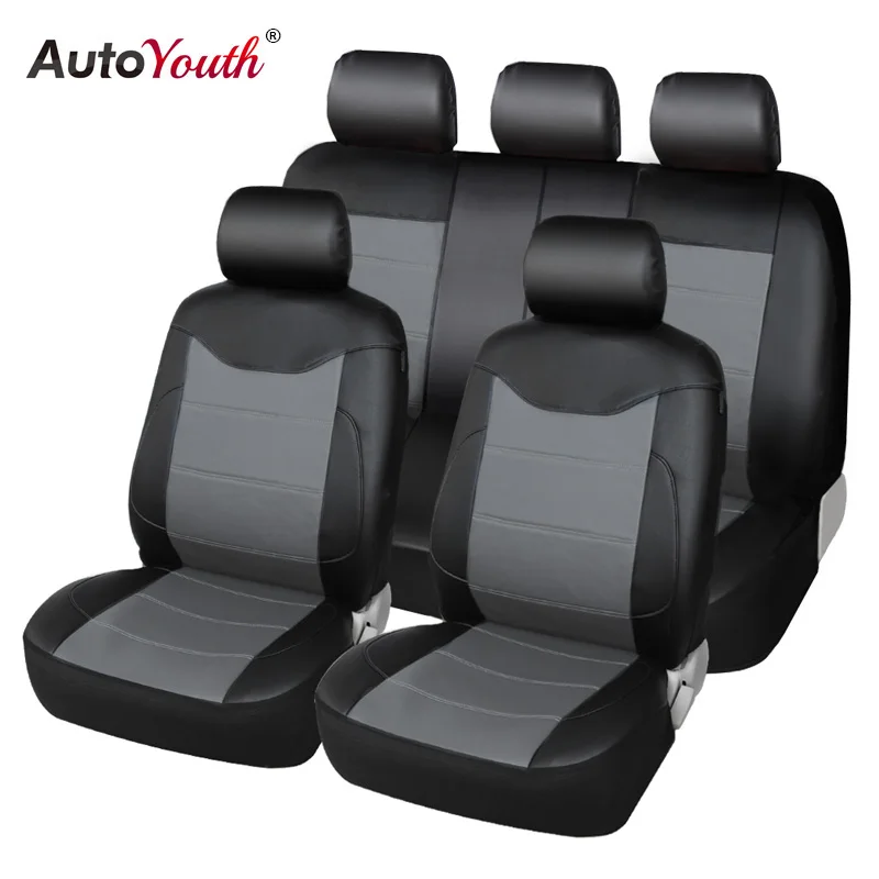

AUTOYOUTH PU Leather Car Seat Covers Universal Full Synthetic Set Full Automobile Seat Covers Automobile Seat Covers Protector