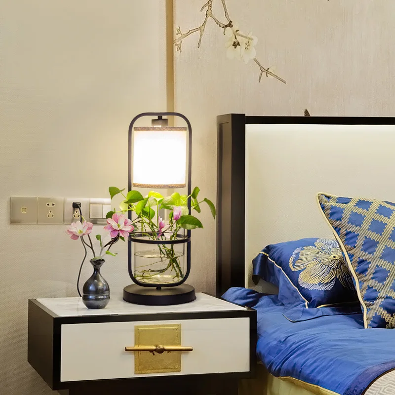 

TUDA Potted IED Table Lamp Living Room Flowers and Plants Wrought Iron Table Lamp Study Bedroom Plant Table Lamp E27 110V 220V