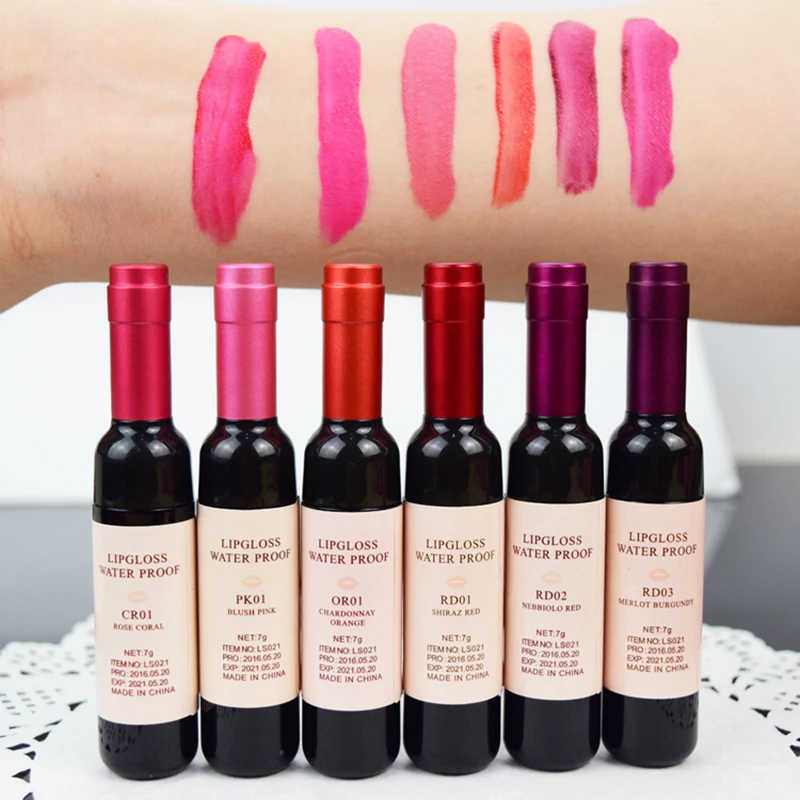 6 Colors Matte Liquid Lipstick Red Wine Bottle Shaped Lip Gloss Waterproof Long Lasting Lipgloss Moisturize Lip Non-stick Tint lip gloss lip makeup lip glaze lip tint lip stain lip lacquer
