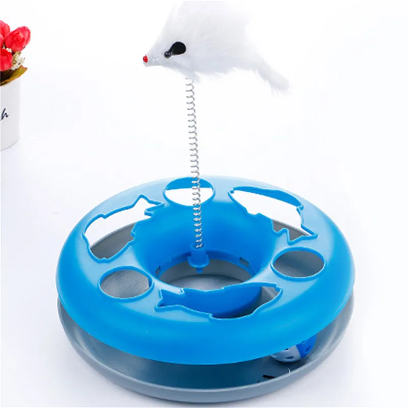 Pet Cat Toys Single- layer Kettle Spring Mice Crazy Amusement Disk Multifunctional Disk Play Activity