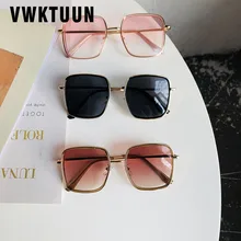 VWKTUUN, квадратные солнцезащитные очки, женские солнцезащитные очки, большие очки, металлическая оправа, UV400, градиентные линзы, очки для вождения