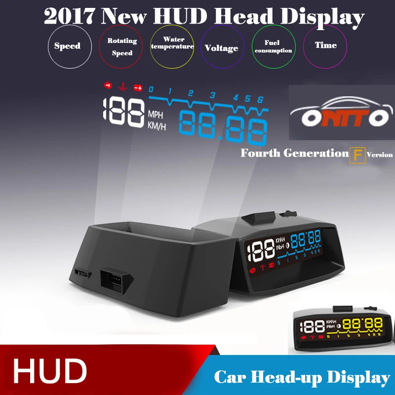 

4F Headup Display HUD Car Projector OBD II EOBD System RPM Speed Fuel Consumption with Manual Switch Head Up Display