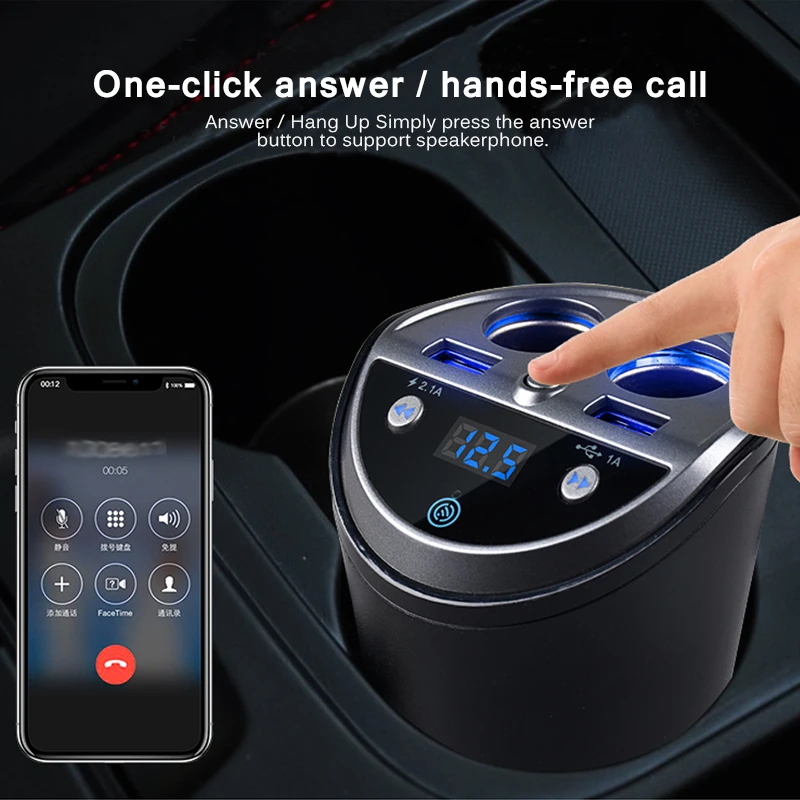 ANLUD Bluetooth FM Transmitter Modulator 5 In 1 Cigarette Lighter Dual USB 2.1A Car Charger Hands-Free Car Accessories