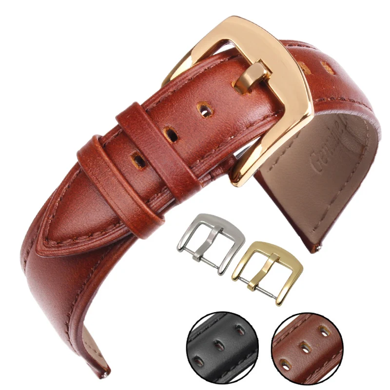 

Smooth Genuine Leather Watchbands Bracelet Brown Black Watch Band Strap Belt 18 19 20 21 22 24mm With Stainless Steel Buckle