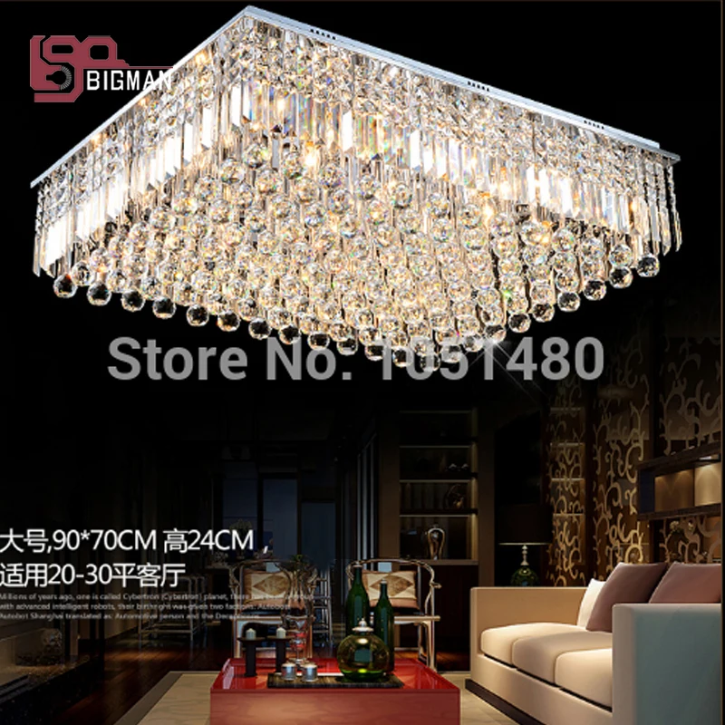 Top Sales Square K9 Crystal Ceiling Light Fixtures Modern Luxury