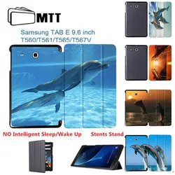 МТТ Дельфин окрашены Smart Cover кожаный чехол для samsung Galaxy Tab E 9,6 T560 T561 SM-T560 TriFold Folio Stand чехол для планшета