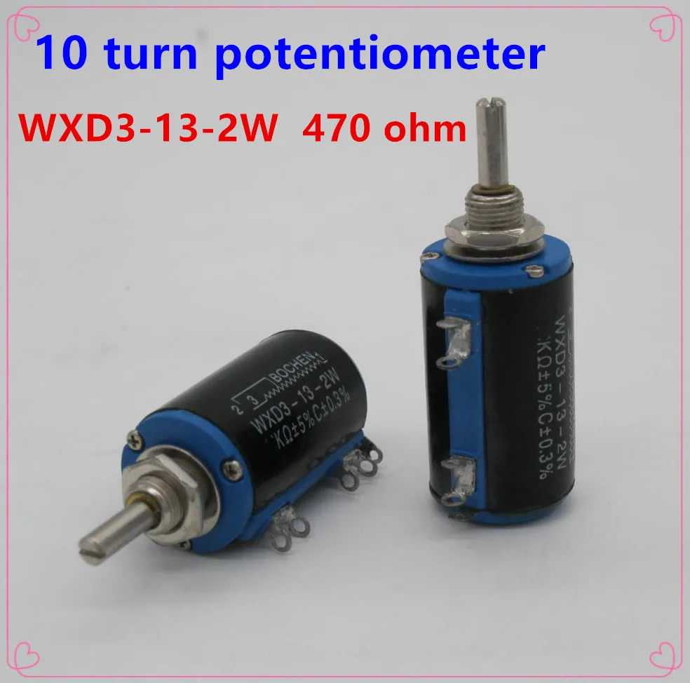 10pcs WXD3 13 2W Shaft Dia 470 ohm Rotary side Multiturn Potentiometer