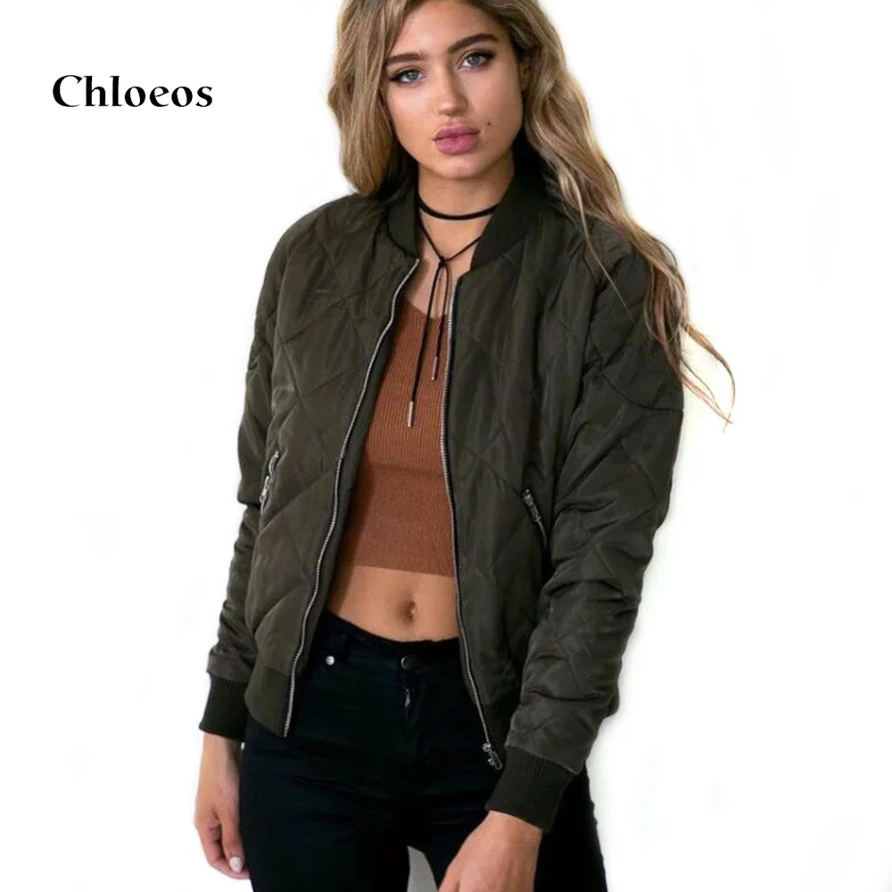CHLOEOS Winter Bomber Jacket Women 2017 Short Slim Down Coat Casual