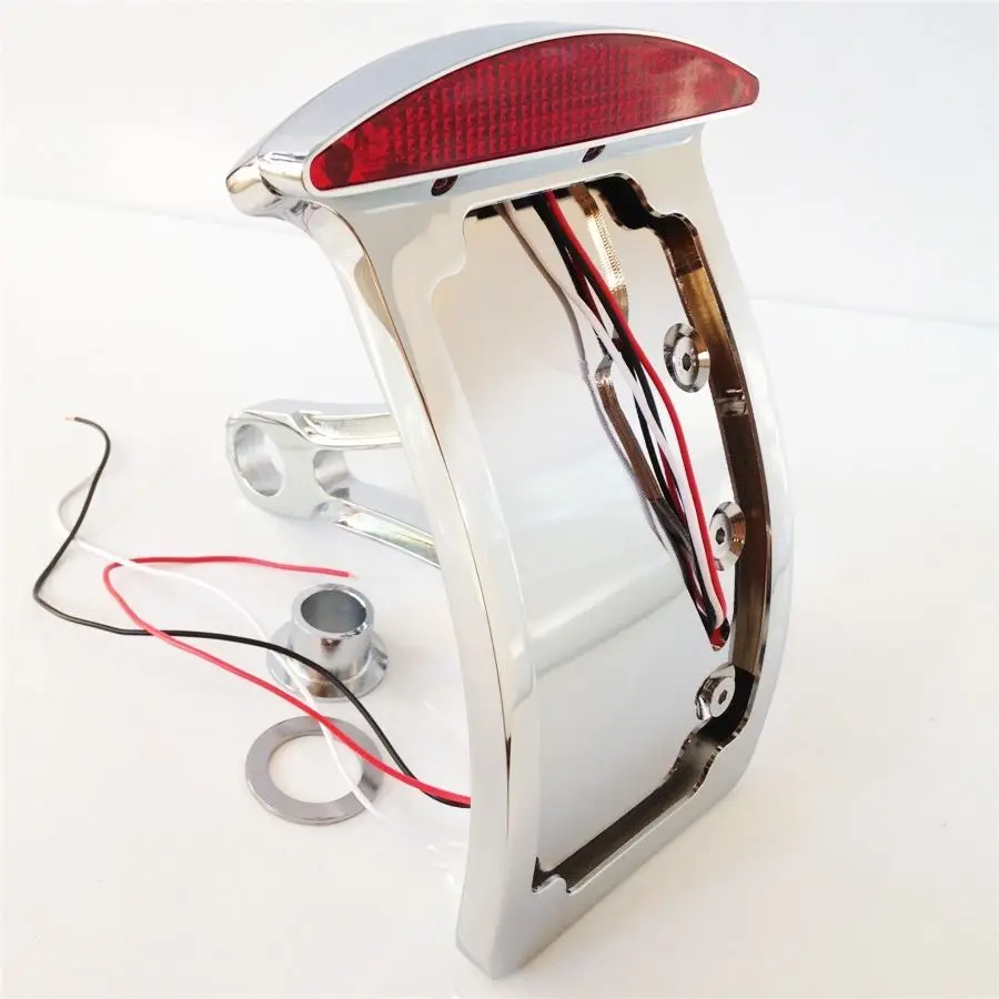 

Chromed Curve License Plate LED Tail Brake Light fit for Side Mounted Verticle