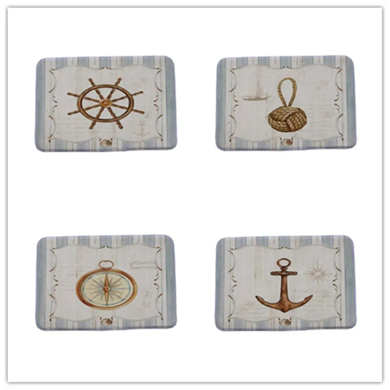 Door Mat Artistic Designer Vintage Helm Compass Boat Anchor Pattern Area Rugs for Home Hallway Stair Kitchen Carpet