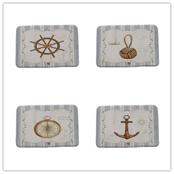 

Door Mat Artistic Designer Vintage Helm Compass Boat Anchor Pattern Area Rugs for Home Hallway Stair Kitchen Carpet
