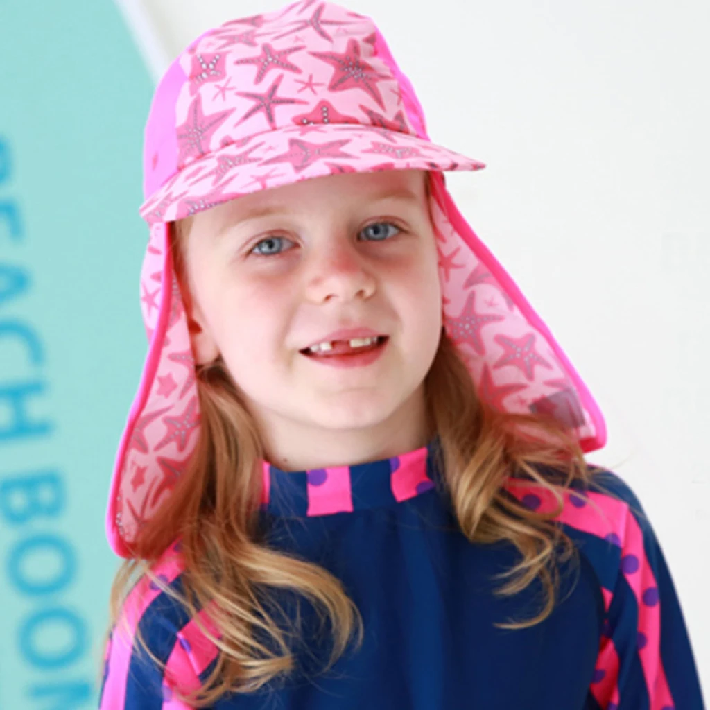 Childrens Sun Legionnaire Hat Cap Kids Baby UPF 50+ Neck Flap Protection Swimming Neck Protector for WaterSports Camping Hiking