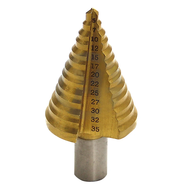 5-35mm HSS Titanium Round Shank Step Wood Cone Drill 1