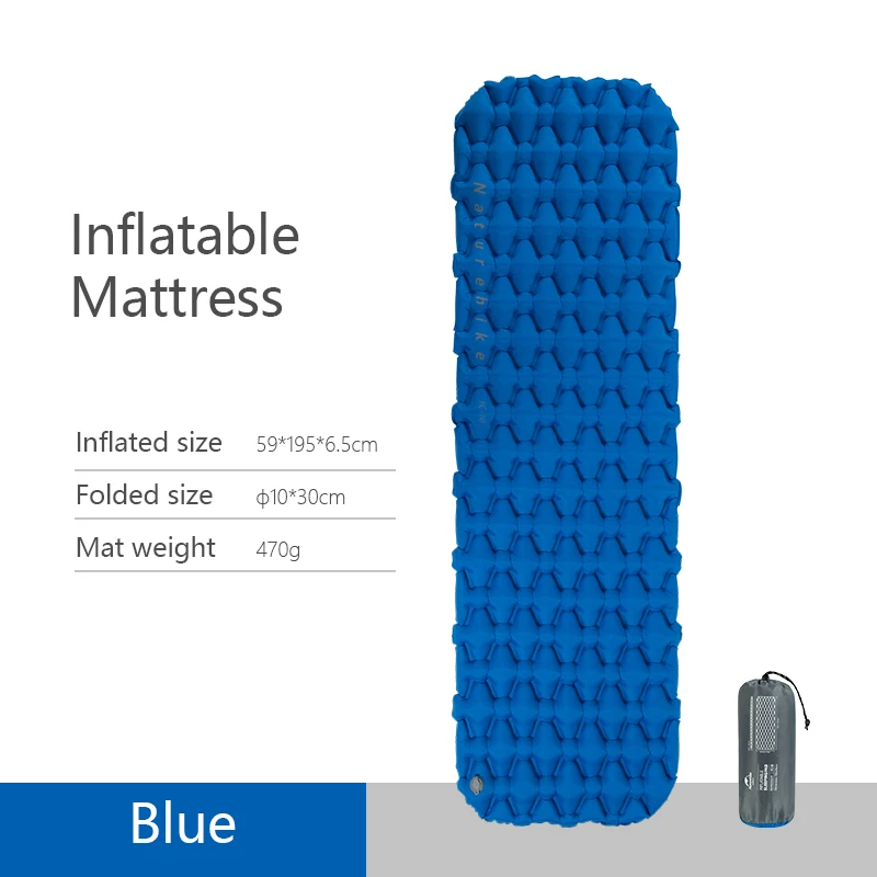 Naturehike Одноместный нейлоновый термополиуретановый коврик для кемпинга легкий влагостойкий надувной матрас портативный надувной матрас - Цвет: Blue