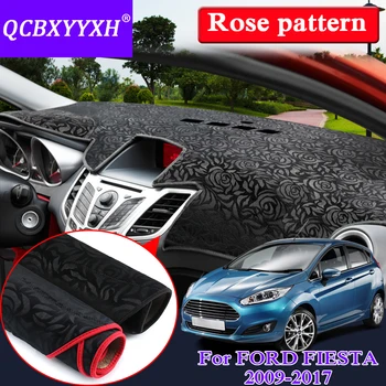 

Car Styling Anti-slip Mat For Ford Fiesta 2009-2017 RHD&LHD Rose Pattern Dashboard Mat Protective Pad Shade Cushion Internal Mat