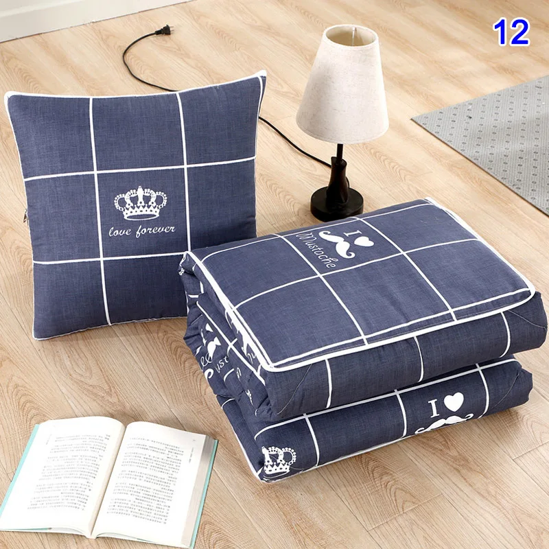 

2 in 1 spandex Cushion Blanket car sofa lumbar throw pillow air conditioning blanket foldable patchwork quilt blanket Bedding HT