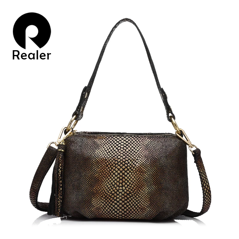 REALER fashion crossbody bags for women genuine leather shoulder bag