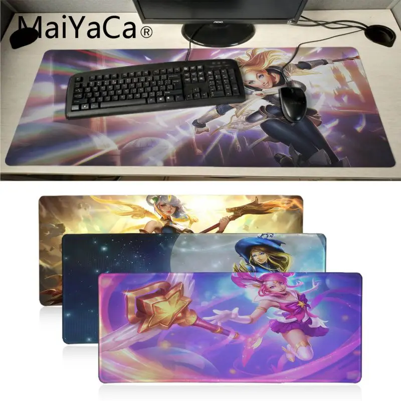 Нескользящий игровой коврик для мыши MaiYaCa LoL Star Guardian Lux большой противоскользящий