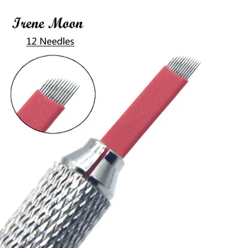 10 Pcs Microblading Neddles Pro Sloped 12 pins for Microblading Embroidery Pen Permanent Makeup Eyebrow Tattoo Supplies