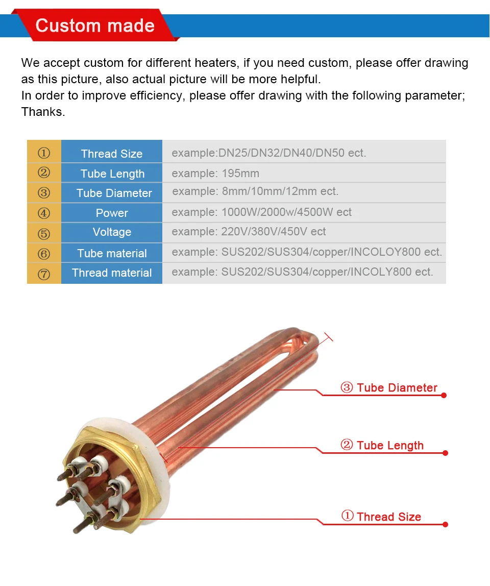 Медная трубка 110 V/220/380 водный нагревательный элемент с dn32/1,2 дюйма медная нить для термостата водонагреватель 3 кВт/6 кВт/9 кВт/12 кВт