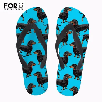 

FORUDESIGNS Men Slippers Cheap Lightweight Flipflops Dachshund Print Male Summer Beach Sandals Boys Anti-slip House Flip Flops