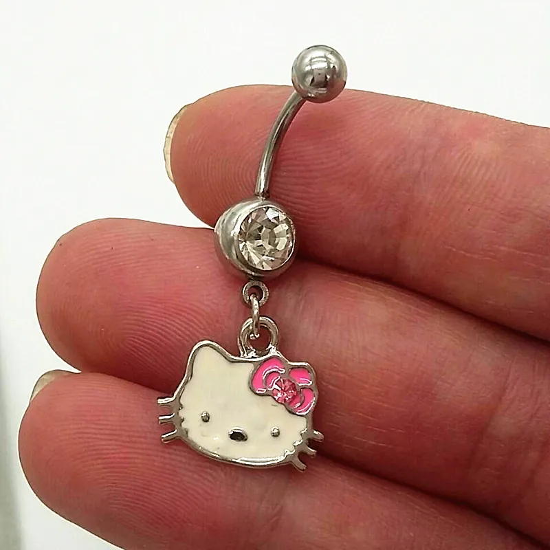 

316l Steel hello Kitty Navel Belly Button Rings Piercing Fashion Nombril Ombligo For Women Body Jewelry