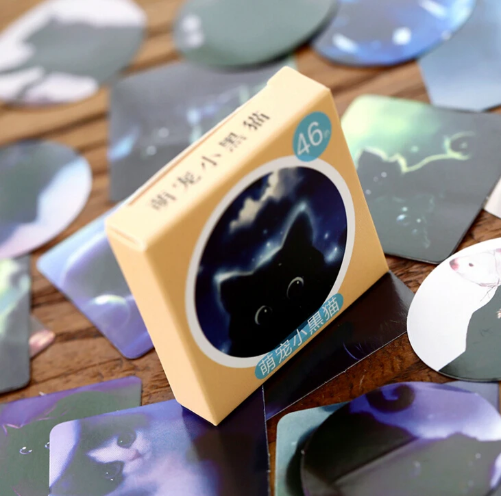 online kopen? 36% Korting 46 pcs pack Cute Night Black Cat Label Stickers Decorative Stationery