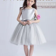 Милое летнее платье для девочек платье с цветочным узором из серебристого тюля свадебное платье из бисера Вечерние платья для девочек-подростков