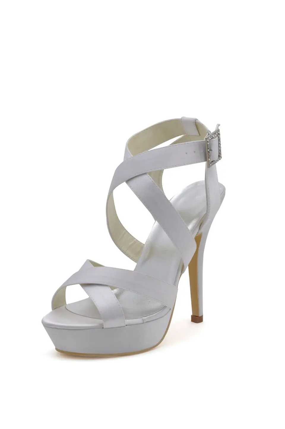 

new wedding heels shoes cross lace satin banquet party silver ivory bridal bridesmaid punk sandals pumps stilettos RR-142 YY