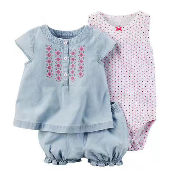 Комплект одежды для маленьких девочек, платье боди из 3 предметов(короткое платье+ боди без рукавов+ шорты-памперсы), Bebes carter - Цвет: Хаки