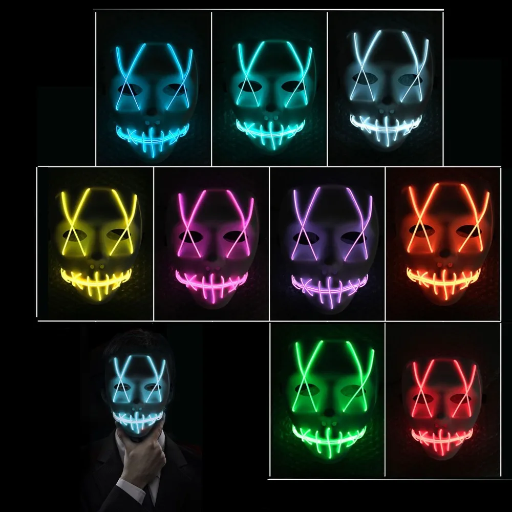 

Halloween Mask LED Light Up Party Masks The Purge Election Year Great Funny Masks Festival Cosplay Costume Supplies Glow In Dark