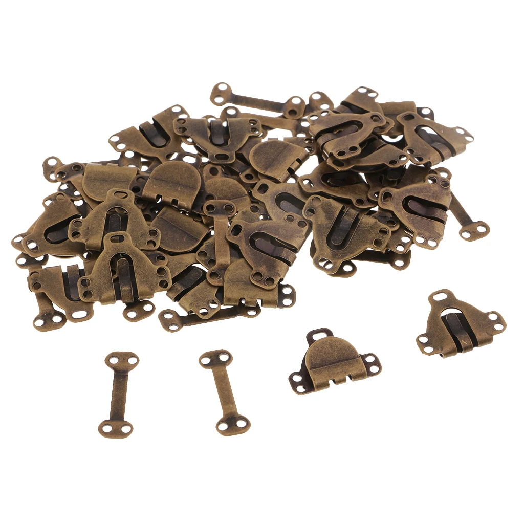 30 Sets Sewing Hook and Eye Closures for Trousers Skirt Dress Bra DIY Sewing Craft Bronze