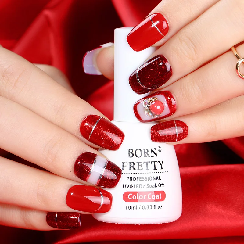 BORN PRETTY Red Series Блестящий Гель лак для ногтей 10 мл Сияющий личная гигиена маникюра