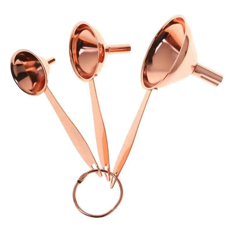 

3Pcs Stainless Steel Funnels with Handles Portable Flagon Flask Funnels Oil Leak Tools