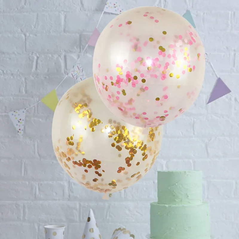 1/2/5pcs 18 inches Clear Confetti Balloon Latex Gold Sequin For Romantic Wedding Kid Children Toys Birthday Party Decoration 8z