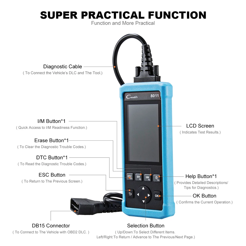 Диагностический инструмент Старт DIY код читателя CR8011 CReader 8011 полный OBD2 сканер/сканирования для FORD BENZ обновление интернет-