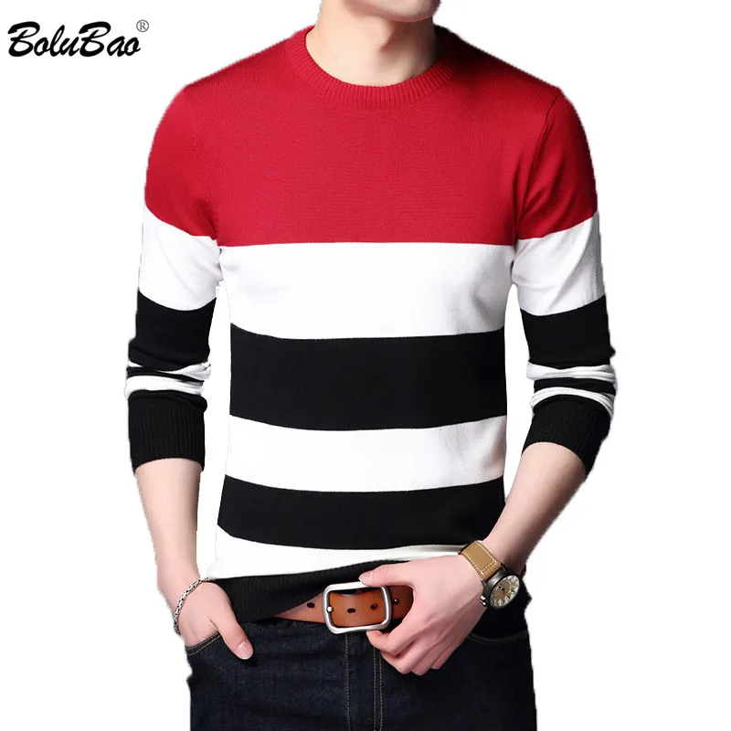 

BOLUBAO Brand Fashion Men Sweater Spring New Slim Fit Male Sweaters Splice Comfortable Men's Sweater Pullover