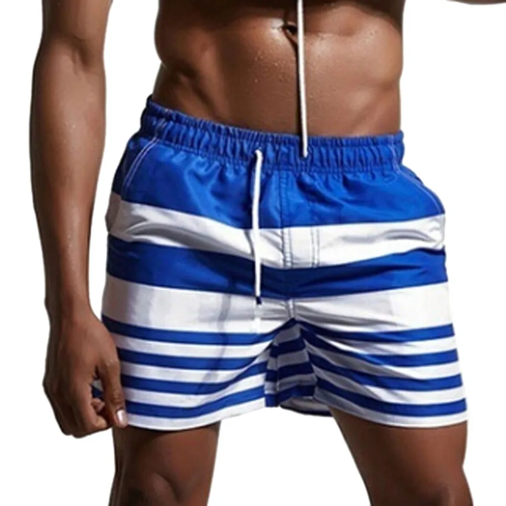 AUSTINBEM Men Casual Splice Stripe Beach Work Casual Men Short Swimming ...