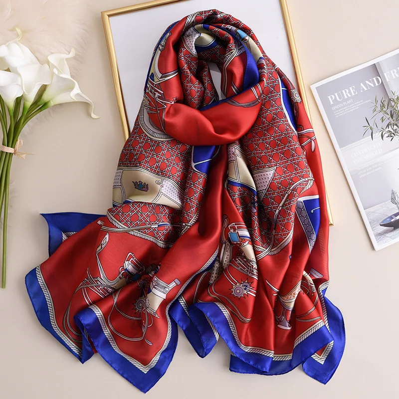 Brand Designer Silk Scarf Women New Printed Shawls and Wraps High Quality Pashmina Ladies Gift Large Soft Foulard Hijab - Цвет: 459-4