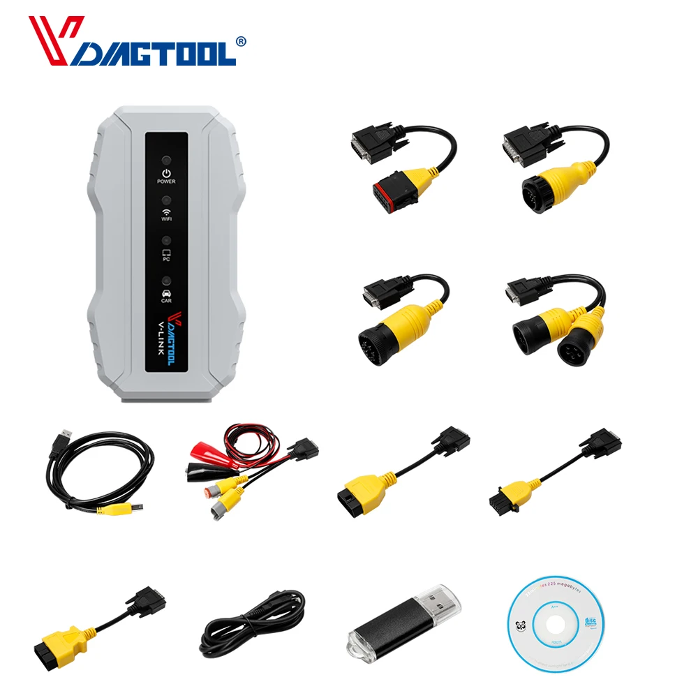 

VDIAGTOOL V-LINK Wifi Version auto Heavy Truck Diagnostic Tool for volvo/CART/cummins engine With All Installers Free Shipping